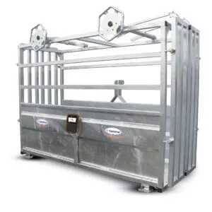 Cage de pesage avec attelage trois points, manoeuvre rapide des portes double battant, et kit pesée électronique