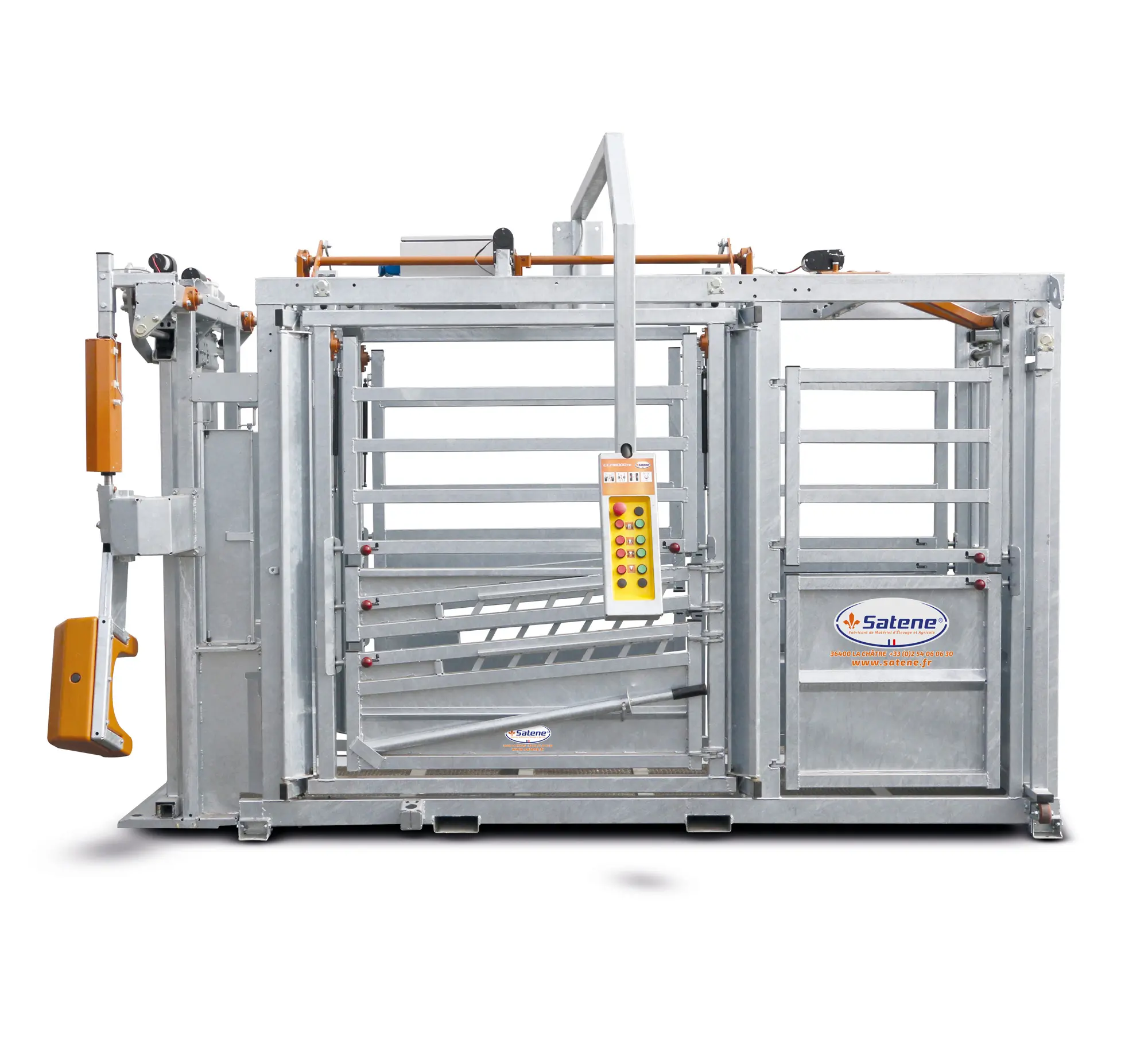 grande cage de contention électrique réglable pour bovins CCR8000te vue de profil